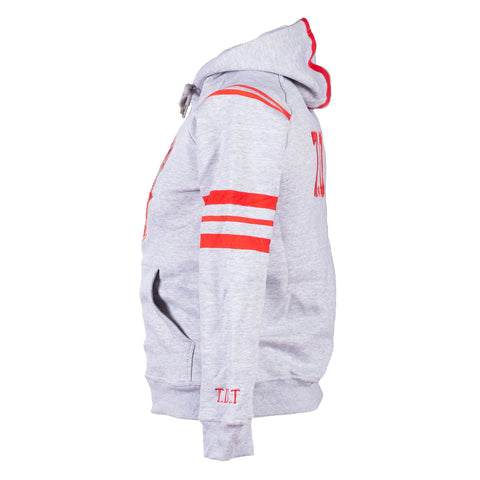 TDT Striped Hoodie - Gray/Red